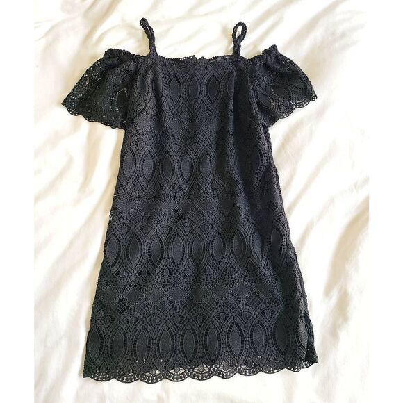 White House Black Market Lace Mini Dress Women's Size 4 Off The Shoulder Zipper - Picture 4 of 8